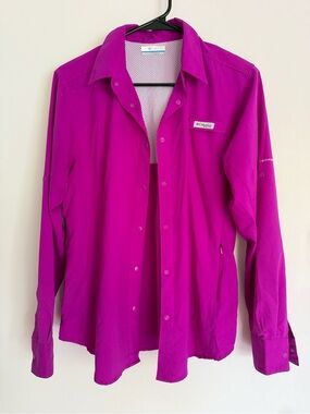 Columbia Vibrant Magenta Button-Down Performance Shirt